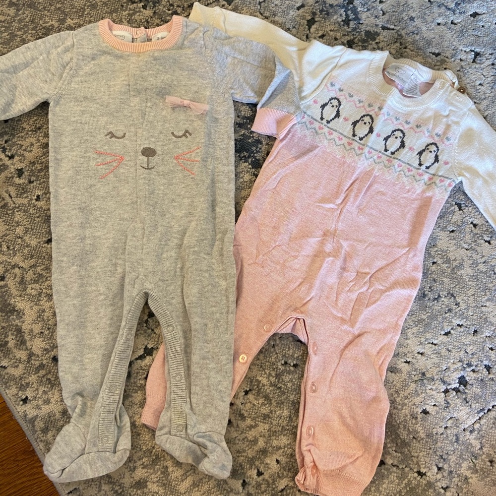Baby girl sweater onesies- 3-6 months